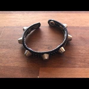 Blunt studs black leather snap bracelet sm wrist